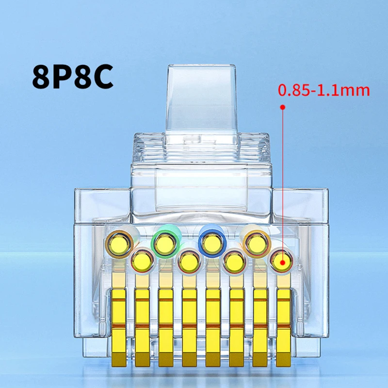 سدادة معيارية لكابل الشبكة الصلب المحاصر ، موصلات RJ45 ، تمرير Cat6 من خلال EZ إلى تجعيد ، 10 50 أو