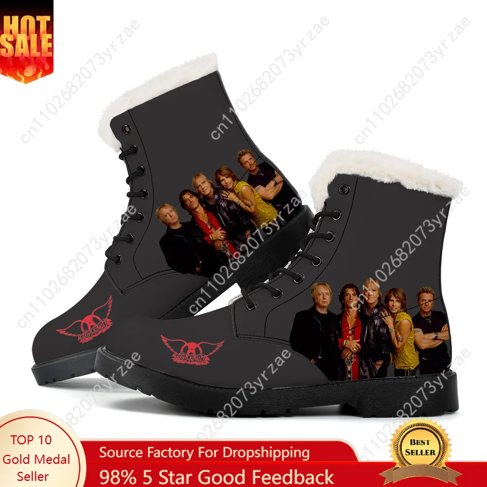 

Aerosmith Plush Boots Mens Womens Teenager Casual Shoes Outdoor Keep Warm Leather Boot Print High Quality Custom Made Shoes