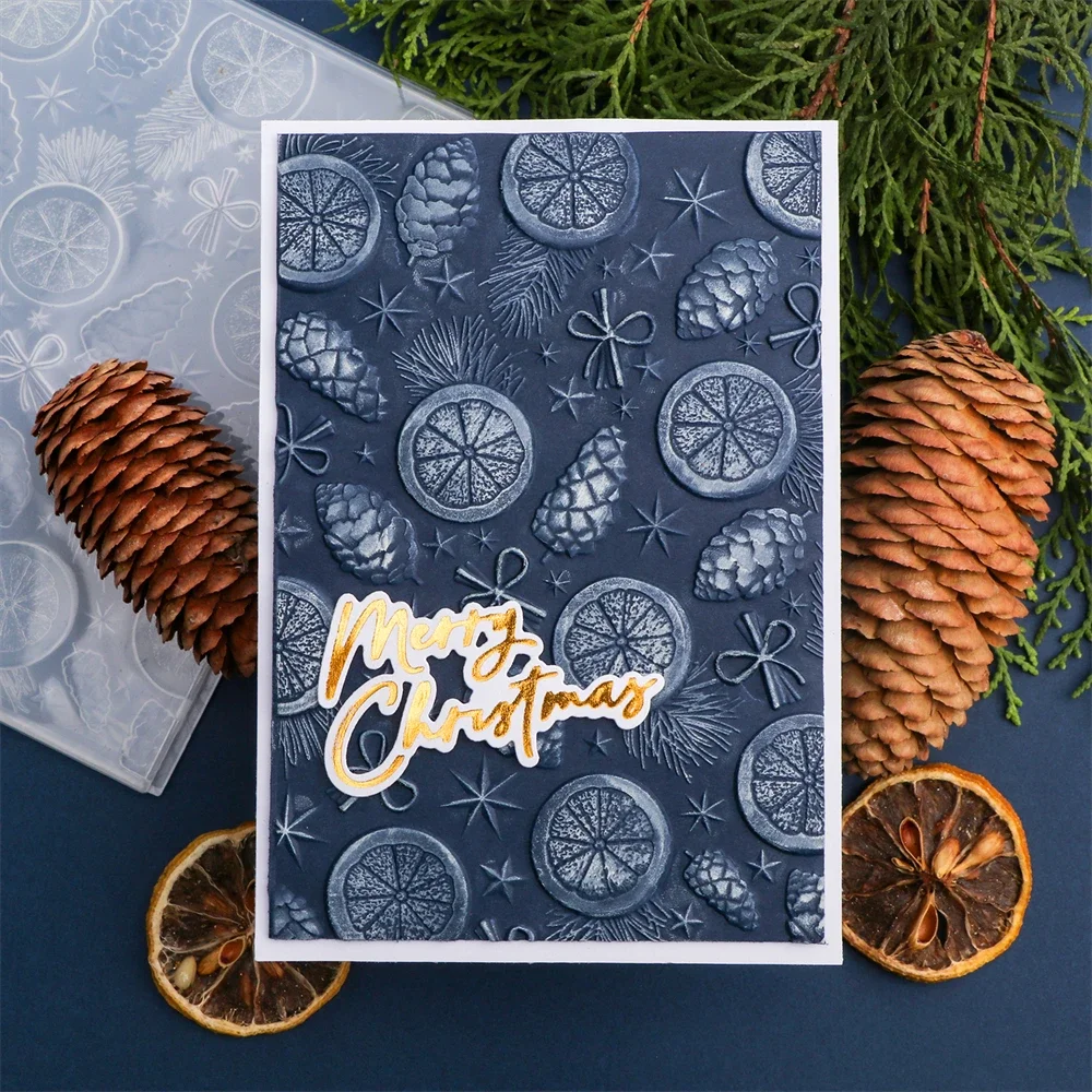 English Roses Cinnamon Sticks and Oranges 3D Embossing Folder for DIY Christmas Scrapbooking Adding Texture Paper Crafts Stencil