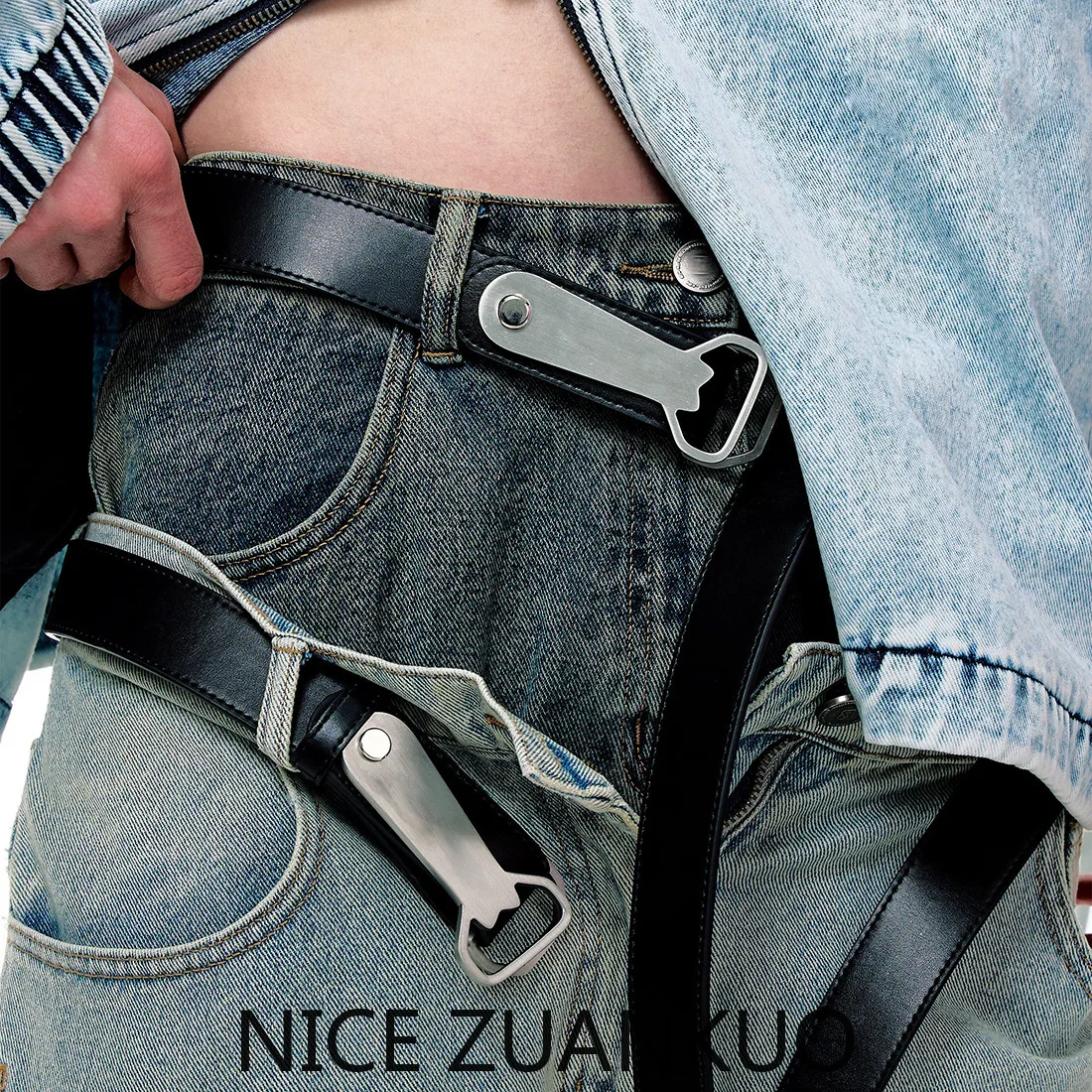 Women's Cowhide Belt, New Model From A High-end Paris Brand Belt, with A Creative Bottle Opener Design in A Casual Style. This Is The Star's Same Style, A Simple and Trendy Men's American Light Luxury Belt.