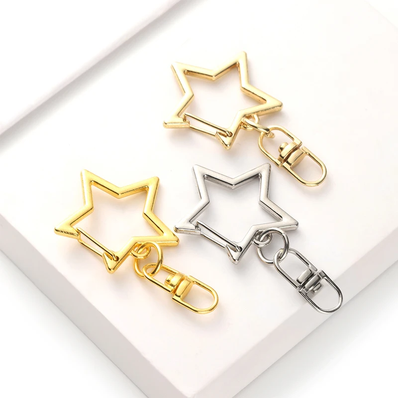 10pcs Hollow Star Shape Hooks Multifunction Metal Buckles Solid Color Clips Swivel Craft Making DIY Handmade Accessories