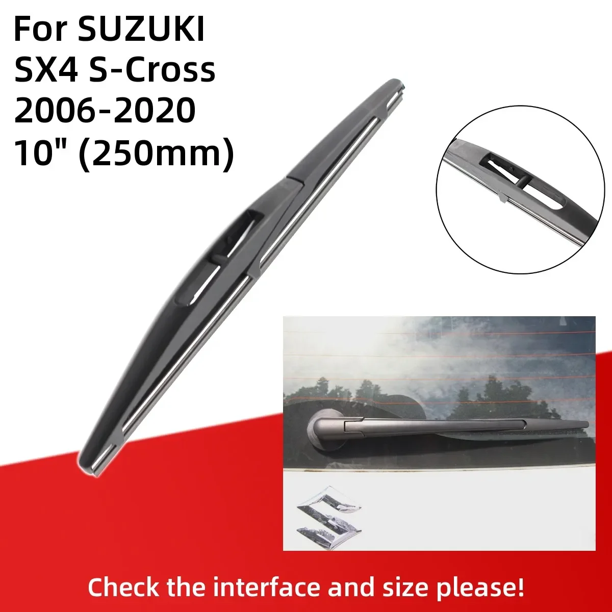 For SUZUKI SX4 S-Cross 2006-2020 Front Rear Wiper Blades Brushes Cutter Accessories J Hook 2014 2015 2016 2017 2018 2019 2020