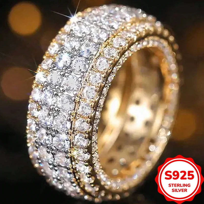 

Elegant and Genuine S925 Silver Full Diamond Ladies Engagement and Proposal Wedding Ring