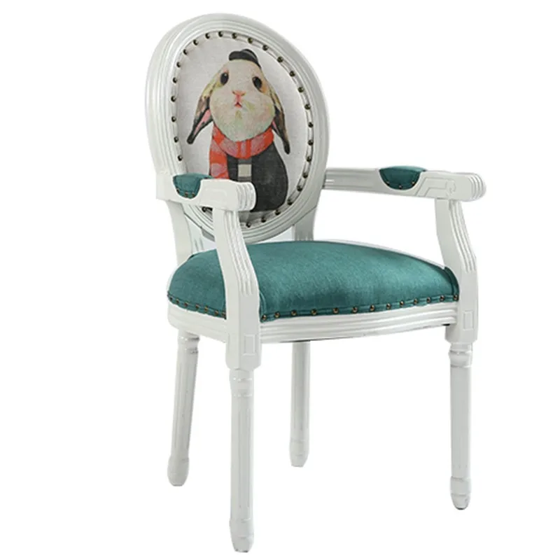 European Vintage Nail Chair, American Style Dining Seat, High Resilience Sponge Cushion, Solid Birch Leg, Coffee Shop Armchair