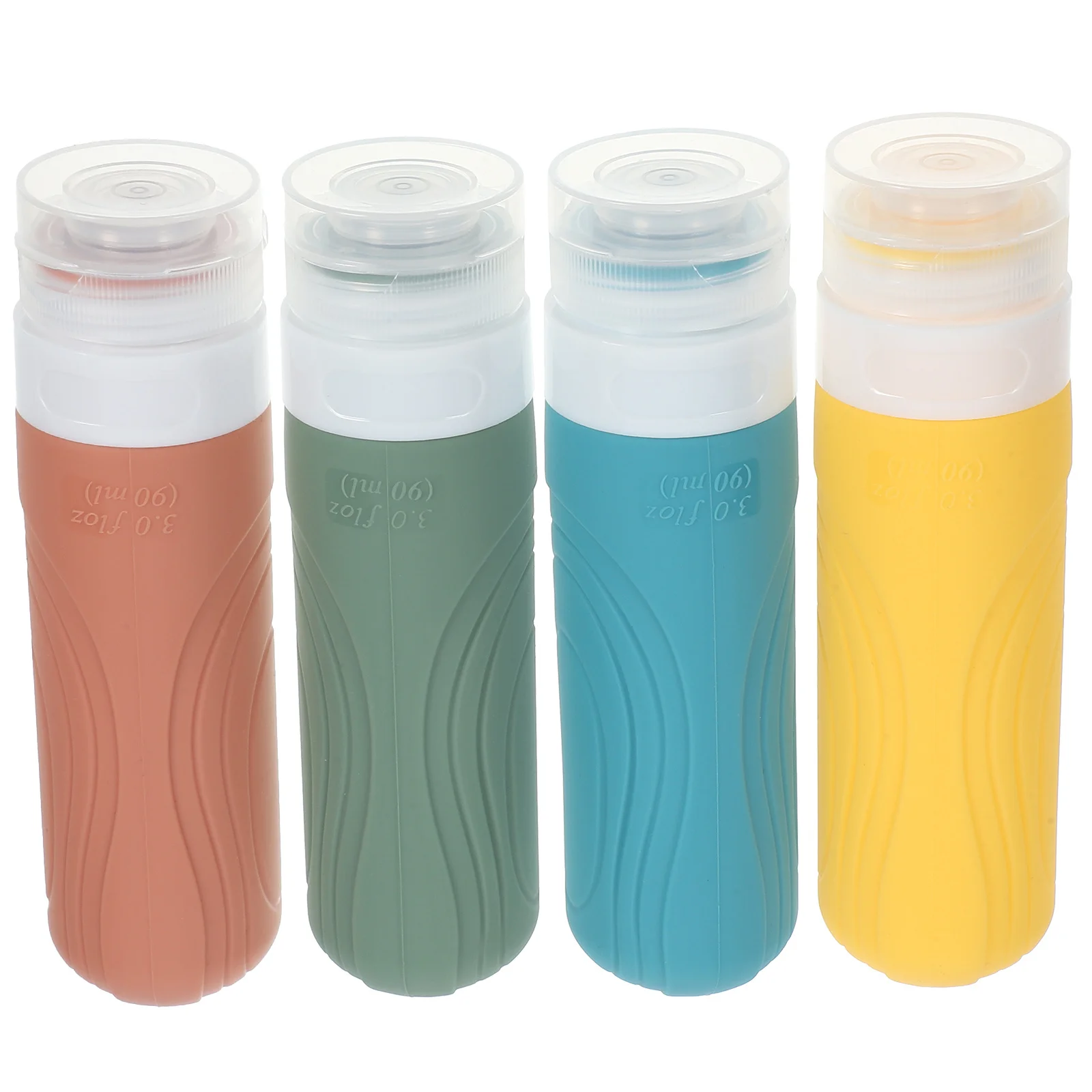 Bouteilles de toilette de voyage à presser étanches, distributeurs rechargeables de shampoing et de revitalisant, conteneurs de voyage de 90ml, 4 pièces