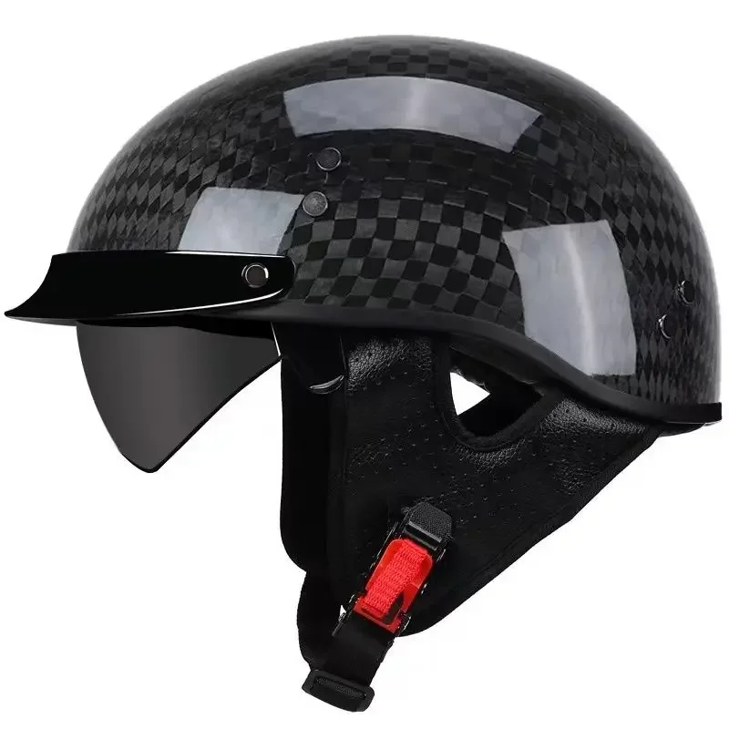 Motorcycle Helmet Carbon Fibre Moto Helmet Retro Half Helmet ECE DOT Approved Capacete De Moto Cycling Motorcycle Equipments