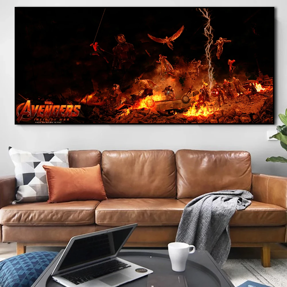 Avengers Infinity War Poster Disney Wall Art Canvas Painting Print Black Red Superheros Picture Living Room Home Decor Cuadros