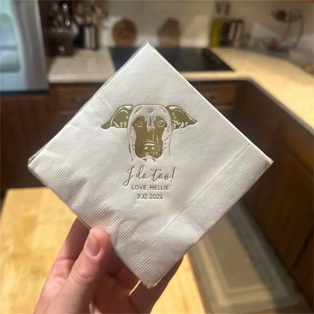 50PCS Custom Pet Cocktail Napkins | Dog Cocktail Napkins | Pet Illustration | dog cocktail napkin wedding | Pet Napkins | dog na