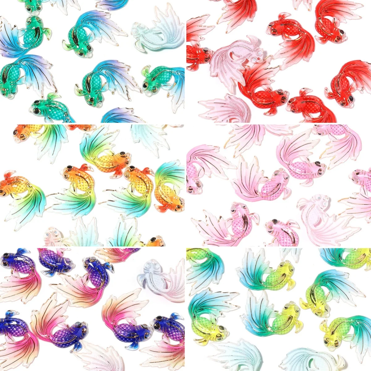 

20pcs Cute Acrylic Mini Gradient Goldfish Series Flat back Figurines DIY Photography Props Home Decor Scrapbook Accessories