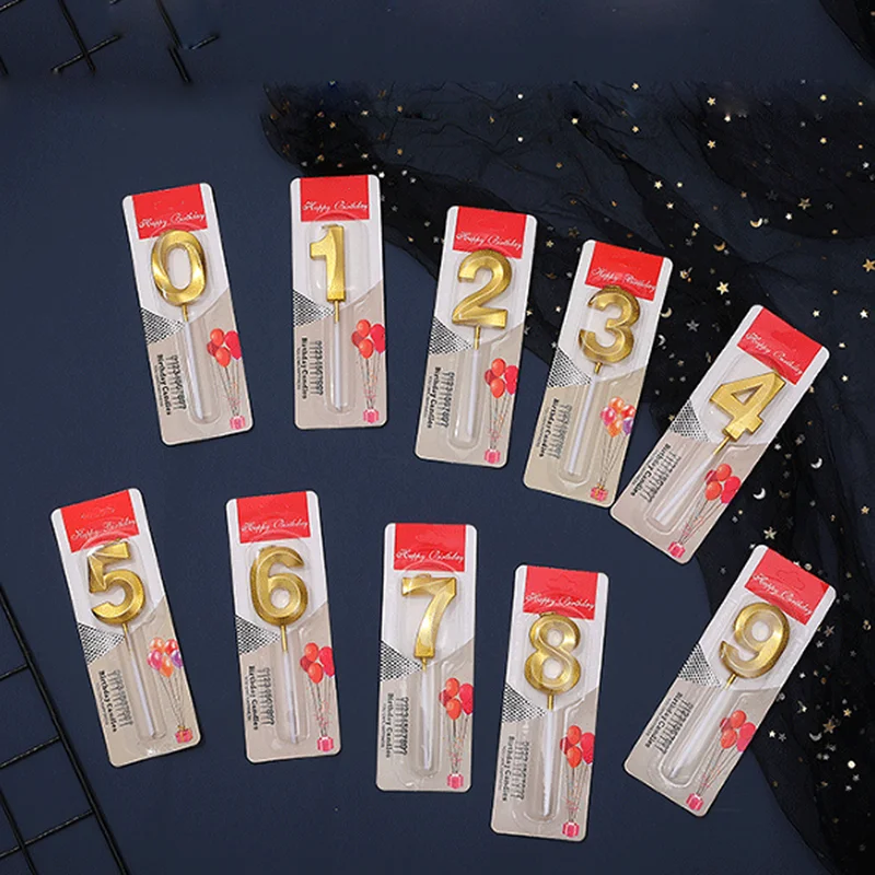 Candle Supplies For Sale - 50個/ロット 卸売 金箔数字0-9 甘い誕生日ケーキキャンドル まとめ売り ケーキデコレーション用品