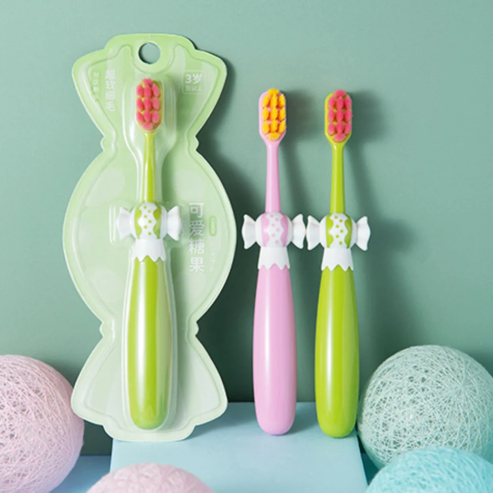 Soft-bristled Candy Shape Toothbrush Food Grade Tooth Decay Prevention Cartoon Kid's Toothrush Fits Gums Teeth Cleaning