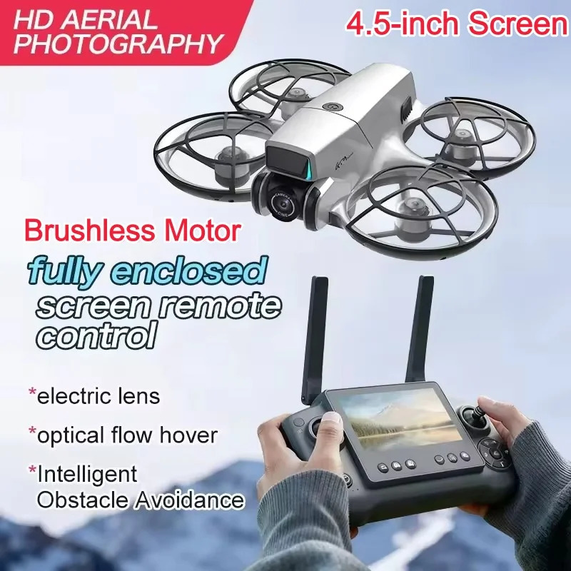 

Obstacle Avoidance Brushless 4.3in Screen WIFI FPV Remote Control Quadcopter 360° Protection ESC Camera Optical Flow RC Drone