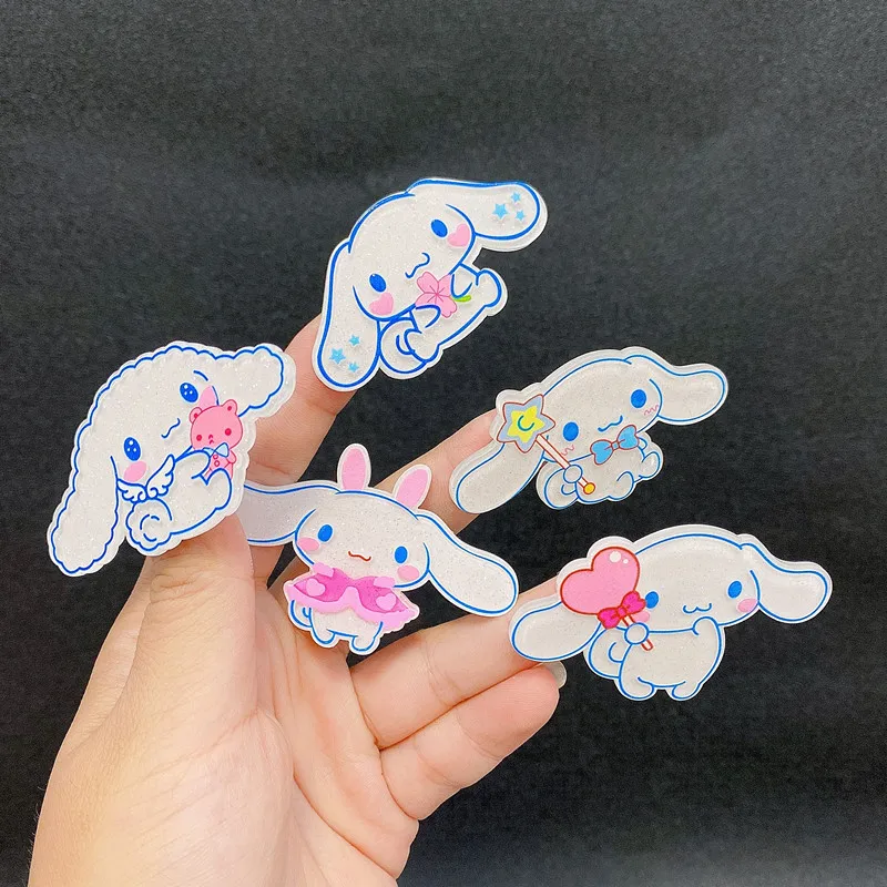 

10PCS Kawaii Sanrio Cinnamoroll Hair Clip Cute Children's Hair Accessories Acrylic Sparkling Powder Hair Clip Headwear Girl Gift