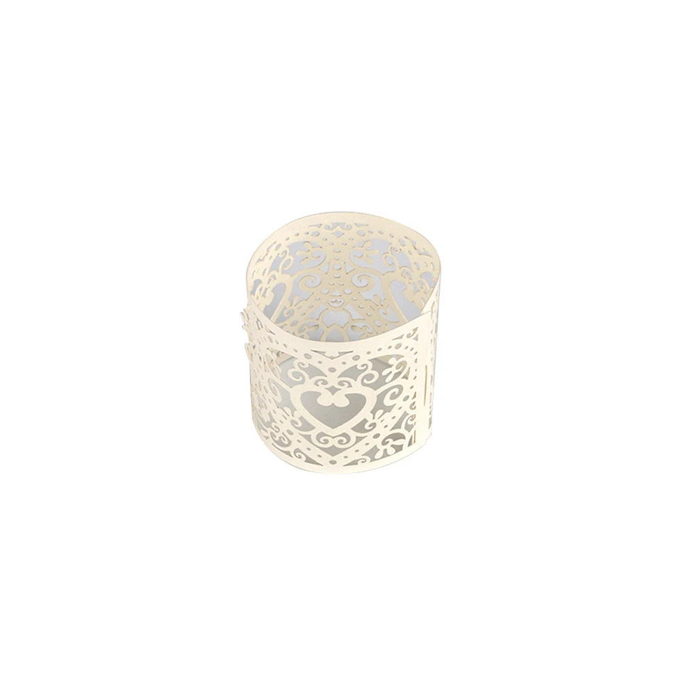 

50 Pcs Yellow Wrapper Cases Filigree Hollow Paper Lace Design Votive Wraps Party Light Decoration Easy Assemble Wedding