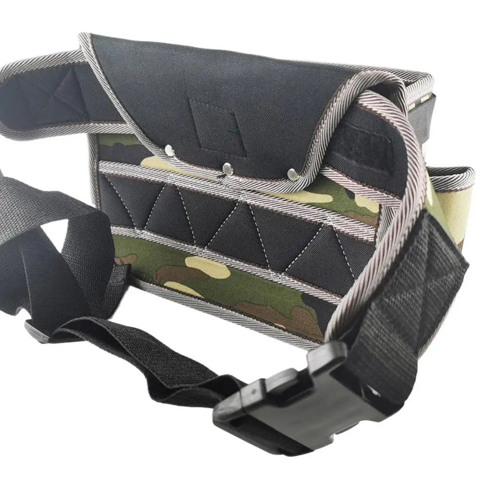 Multifunctional Oxford Cloth Waist Bag Wear-resistant Multiple Pockets with Adjustable Belt Electrician Hardware Tool Bag