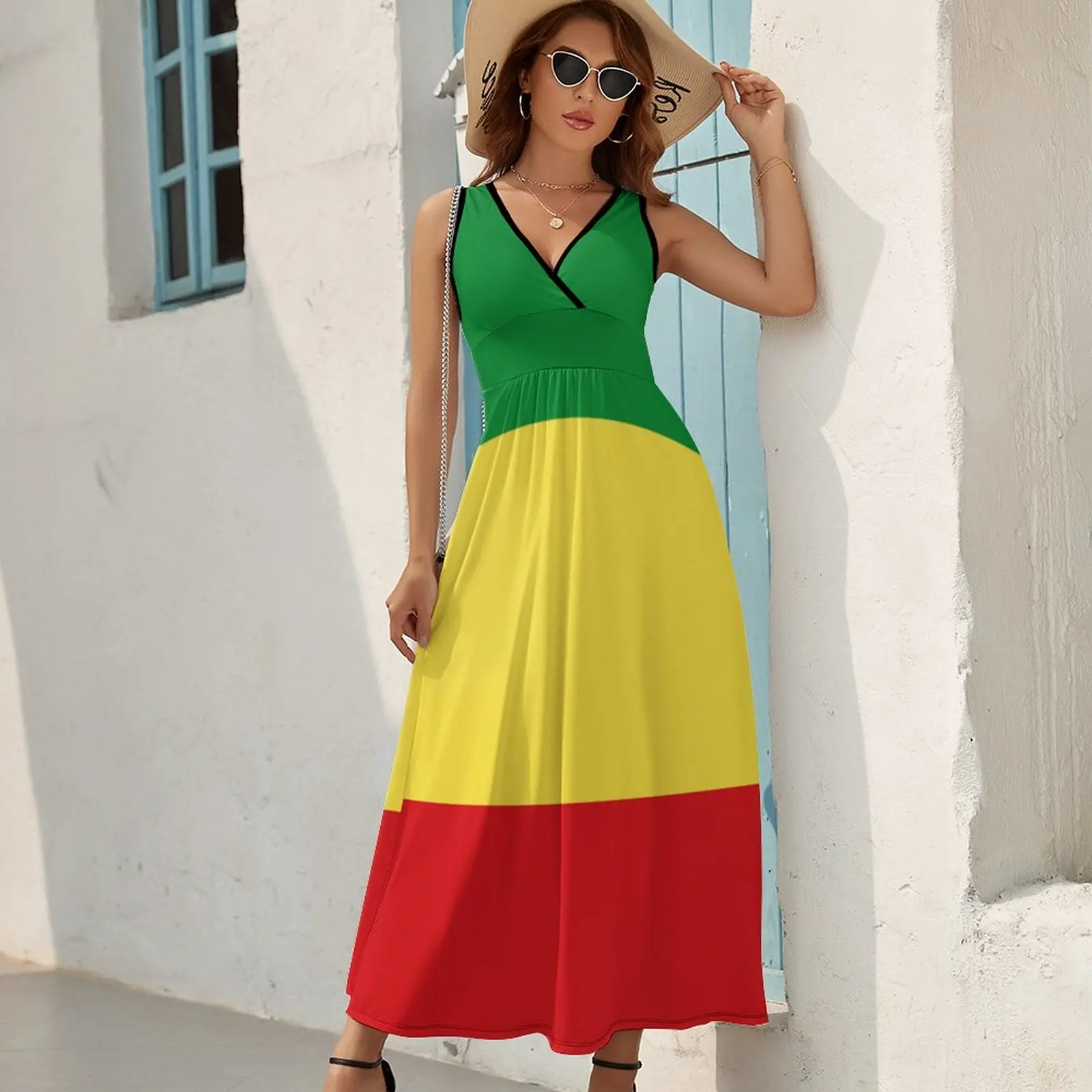 Ethiopian Flag Dress Street Wear Boho Beach Long Dresses Women Vintage Design Maxi Dress Gift Idea