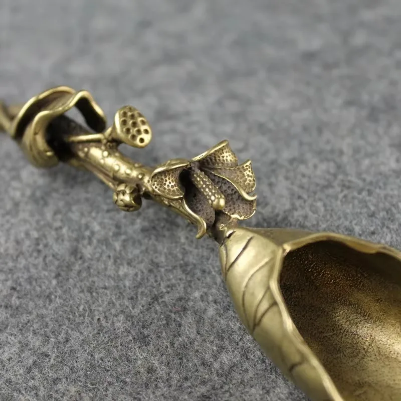 نمط جديد الإبداعية الشاي المجارف مجرفة النحاس النحاس لوتس الجذر الخيزران أدوات المائدة ملعقة قهوة حفل الحيوانات الأليفة الآيس كريم #3