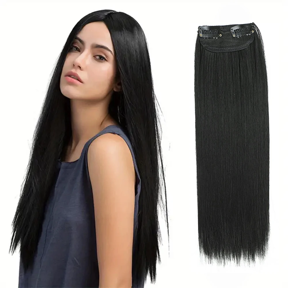 12inch Two Clip In bone Straight Toppers Invisible Hair Extension Synthetic wig Thinning Adding Hair Volume women Hair Accessory