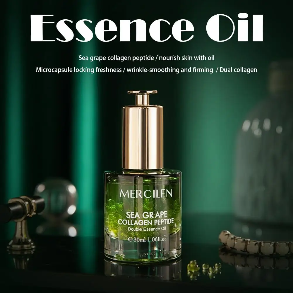 

30ml Sea Grape Collagen Peptide Double Essence Oil Moisturizer and Hydrating Collagen Facial Serum Brighten Skin Care