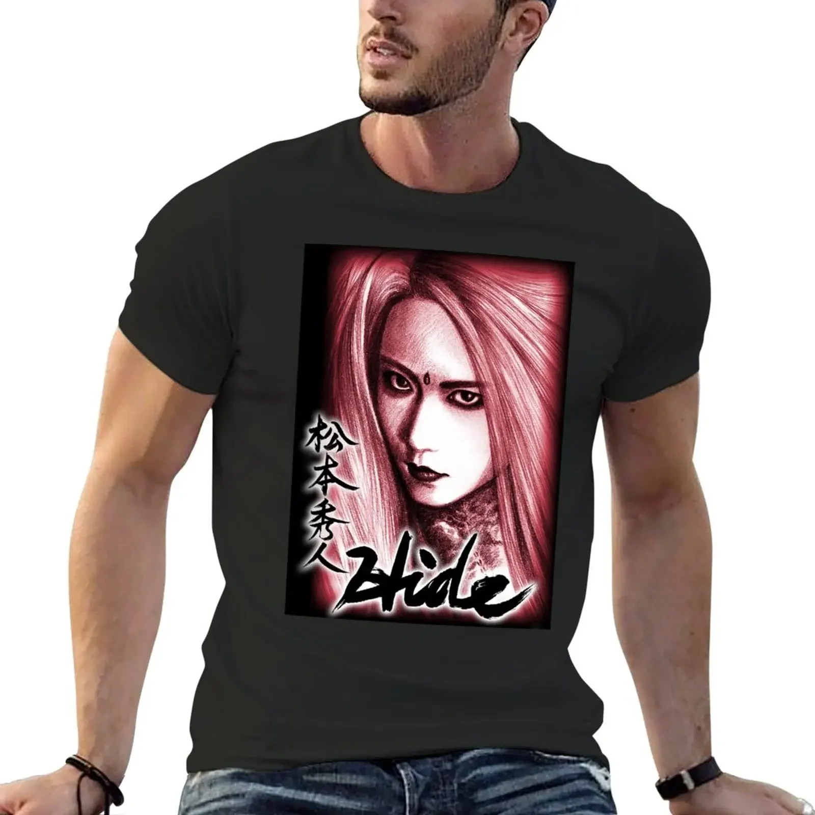 Long hair HIDE(Wine red) T-Shirt Aesthetic clothing vintage t shirts men