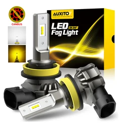 AUXITO 2x Canbus H11 H8 LED Fog Light Bulbs 9145 H10 H16 5202 H27 880 H27W/1 LED No Error DRL Car Driving Lamp 12V White Yellow