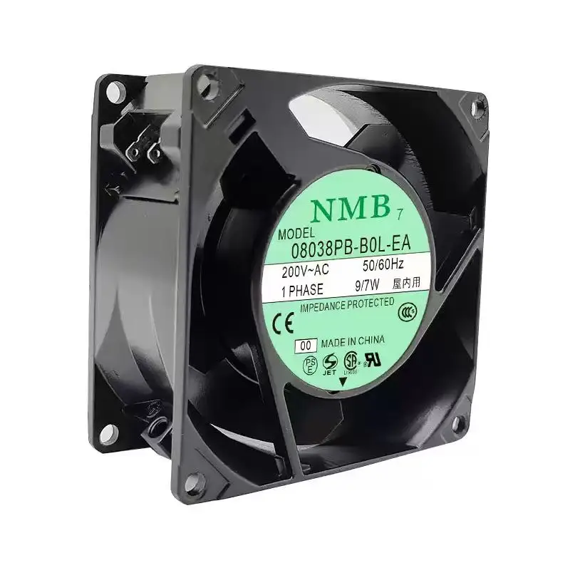 Original For NMB 08038PB-B0L-EA AC 200V 8038 80mm Aluminum Frame Dual Ball Bearing Terminal Industrial Cabinet Axial Cooling Fan
