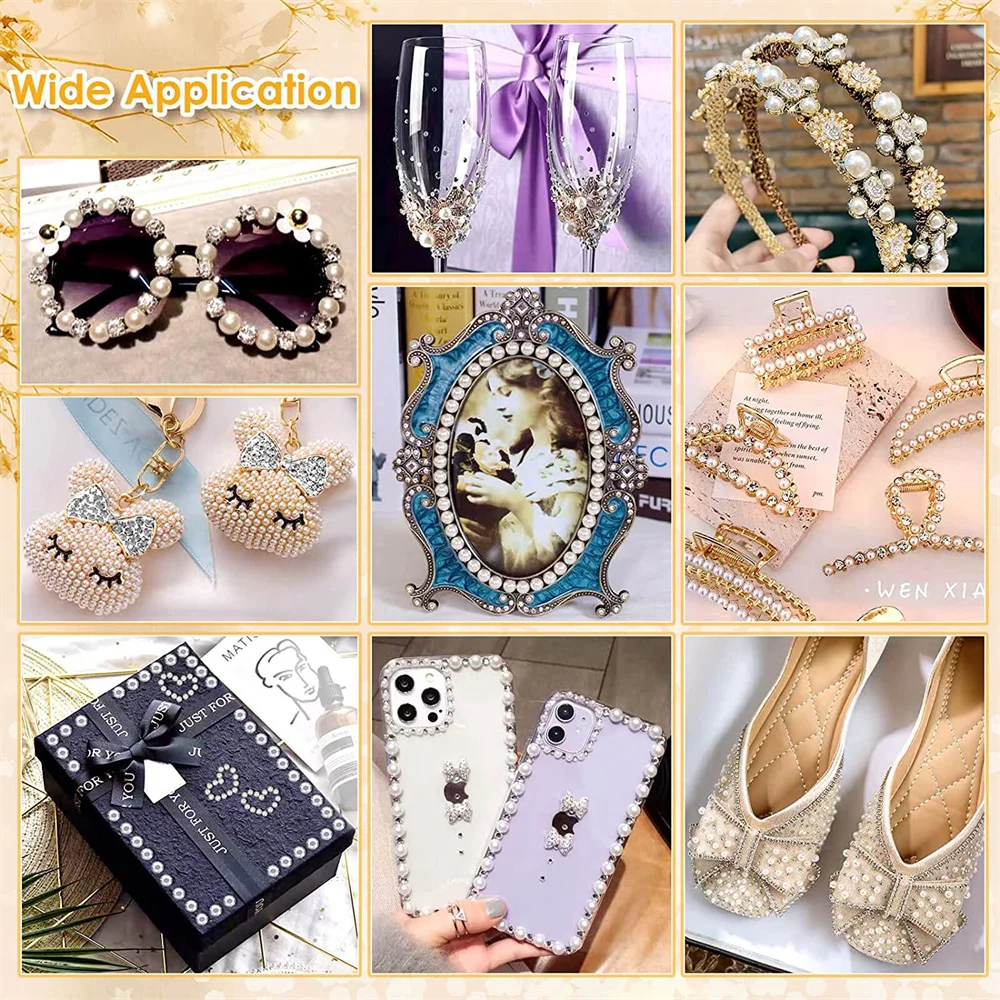 991pcs Mixed Size Self Adhesive White Imitation Pearl Rhinestones Stickers Face Nail Arts Decor 3D Diamond Children DIY Toys