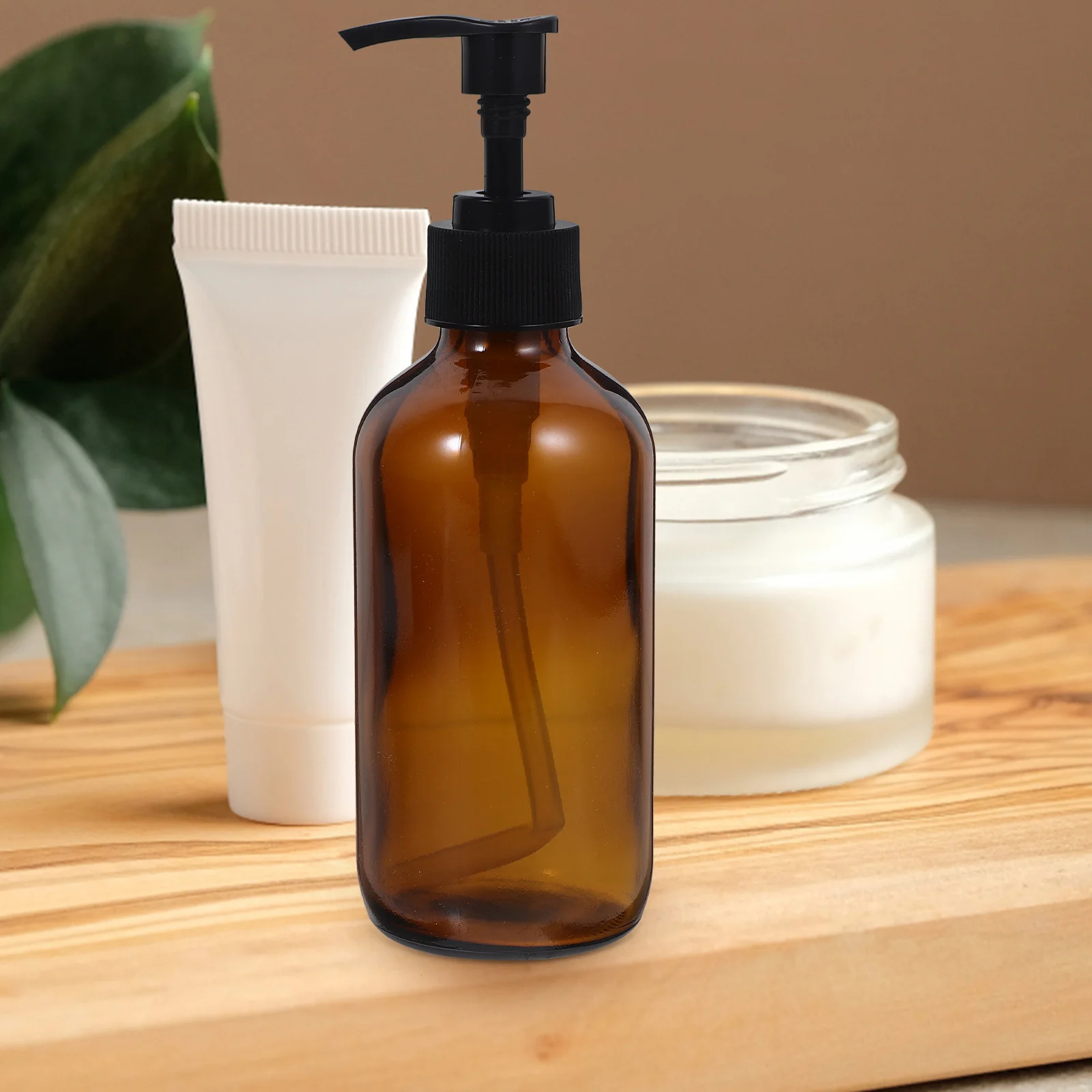 

4Pcs 250Ml Glass Pump Bottle Light Brown Empty Container for Liquid Soap Emulsion Wash Shampoo Dispenser Portable Bathroom