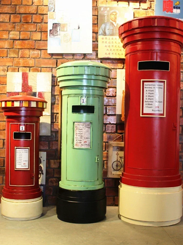 Extra Large Retro British Post Box Model Post Office Box Mailbox Photography Props Bar Cafe Decoration Ornaments