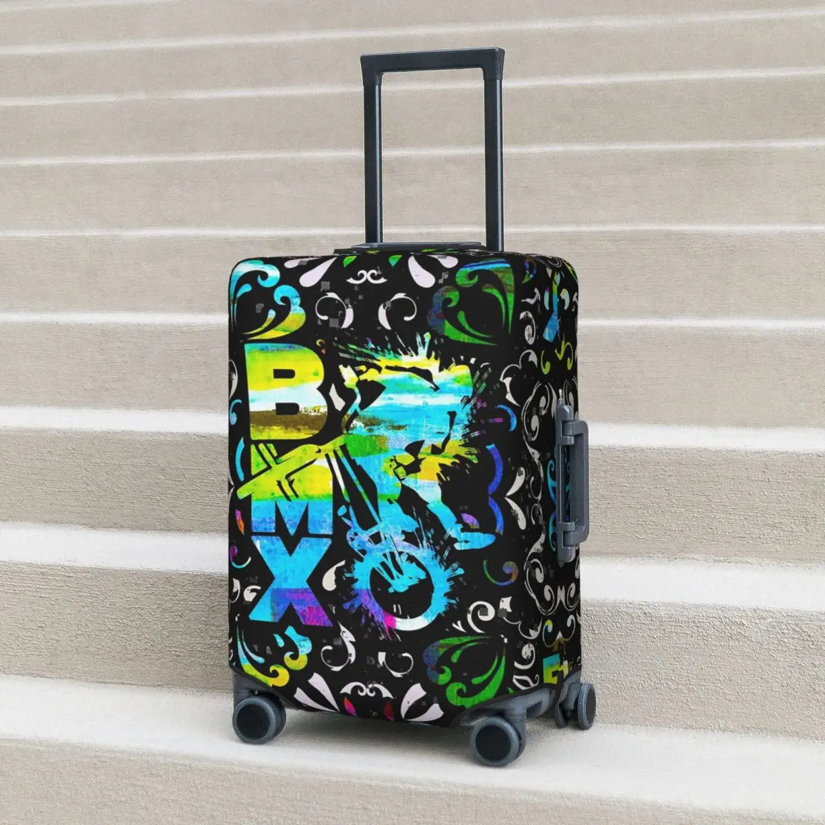 

Bmx Apparel Bmx Freestyle Pattern Suitcase Cover Protection Elastic Travel Luggage Protector Covers for 18-32 Inch