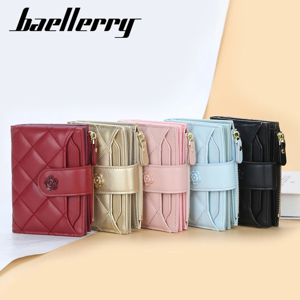 

Fashion Women's Hasp Vertical PU Leather Wallet Luxury Rhombus Embroider Short Multi Card Holder Zipper Coin Pouch Ladies Purse