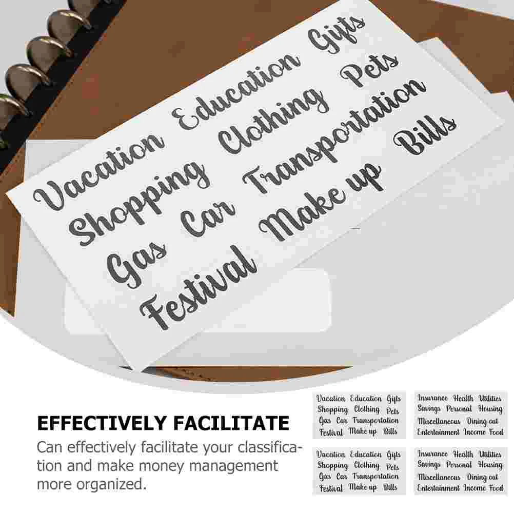 5 Sets Cash Budget Sticker Portable Household Daily Label Multi-function Pvc Self-adhesive Envelope Labels Compact Classifying