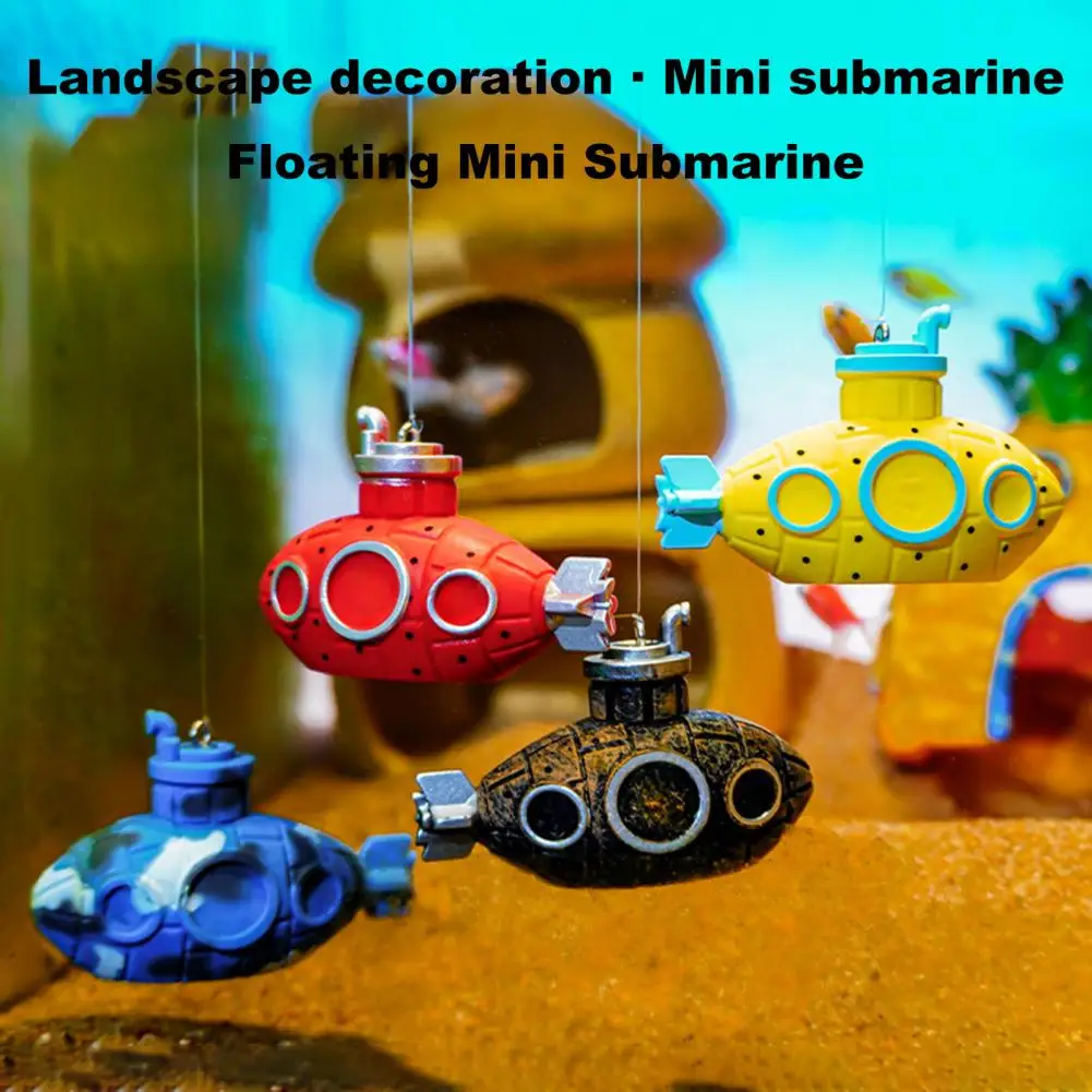 Fish Tank Decoration Realistic Fish Tank Ornament Theme Aquarium Decor Set Cartoon Submarine Floating Diver Resin for Fish