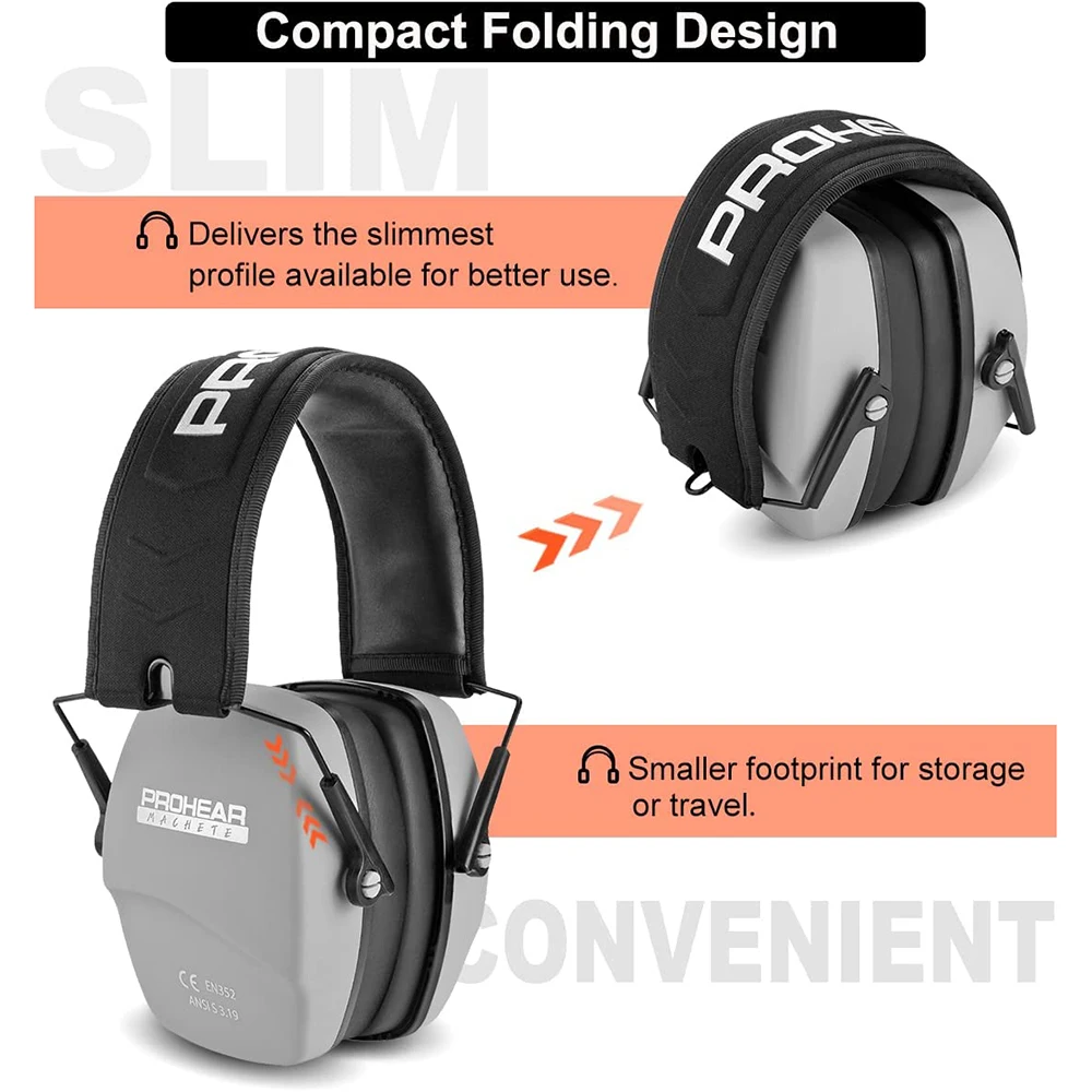 ZOHAN Passive Shooting Earmuffs Hearing Protection Slim Foldable Safety Noise Reduction Earmuffs NRR 26dB For Hunting Gun Range