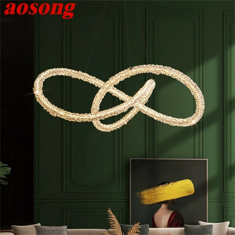 AOSONG Modern Pendant Lamp Creative Gold Luxury Chandelier LED Crystal Fixtures For Living Room Bedroom