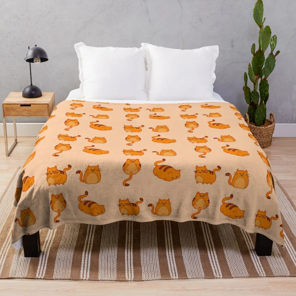 Adorable Orange Cats Throw Blanket Picnic Single Blankets