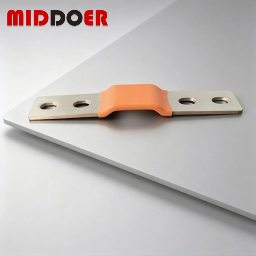 4-Hole Copper Busbar, Pitch 56mm, Copper Foil Connector for High Current