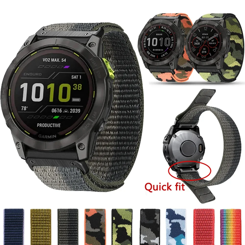 

26mm For Garmin Tactix 7 Pro Nylon Band Strap For Garmin Descent Mk1 Mk2i Fenix 7X 5X Plus 6XPro 3HR Bracelet Easyfit Smartwatch