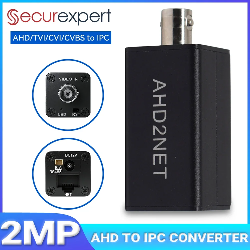 Конвертер сигналов Securexpert AHD/TVI/CVI/CVBS (аналог в IP) для камер, 1080P HD, протокол ONVIF, выход RJ45 для систем NVR