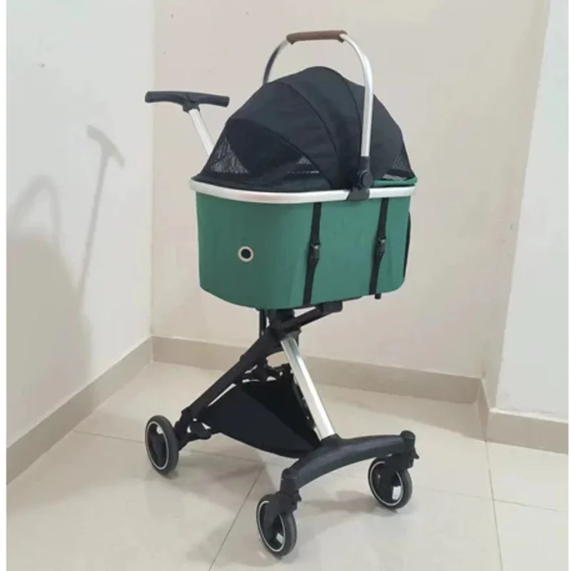 Small And Medium-sized Dog Cage Lightweight Folding Dog Seat Dual Wheel Brake Carrier For Dogs To Increase Space Pet Trolley