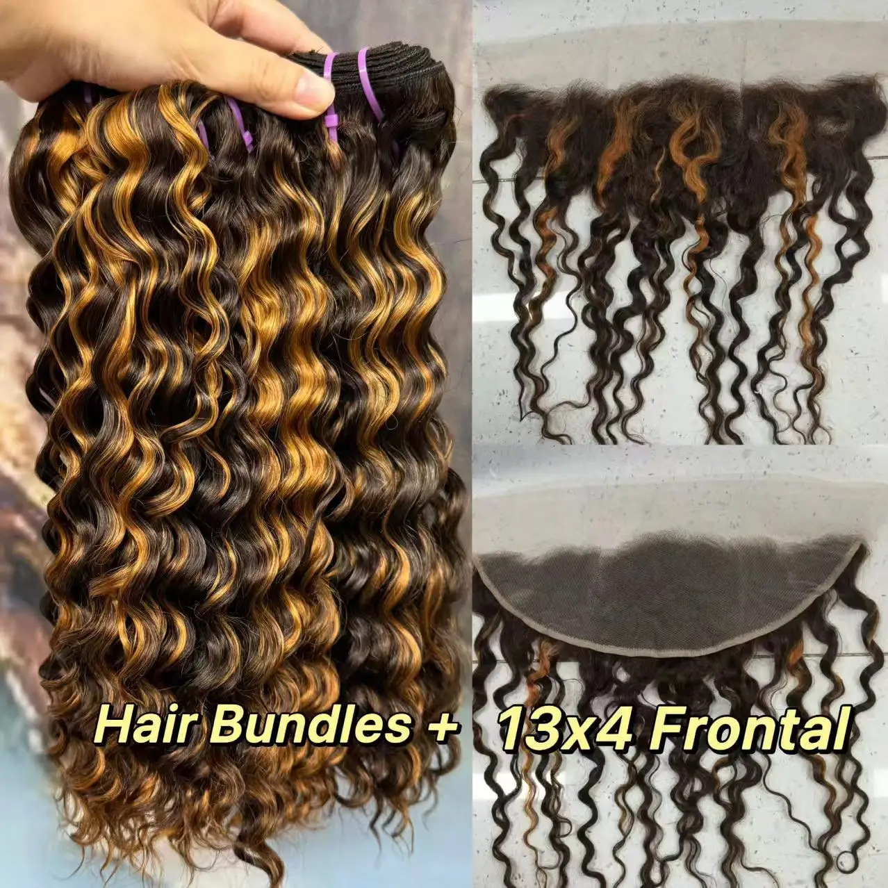 

Вьющиеся пучки Deepwave Curly с кружевом 13x4 спереди 100% человеческие волосы Вьетнамские пучки волос можно отбеливать и окрашивать