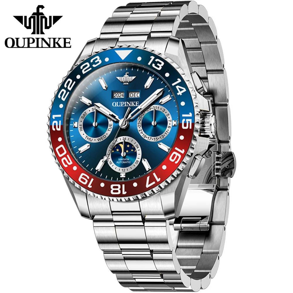 OUPINKE 3271 Original Men's Automatic Mechanical Watch Waterproof Luminous Multifunctional Dial Man Watches