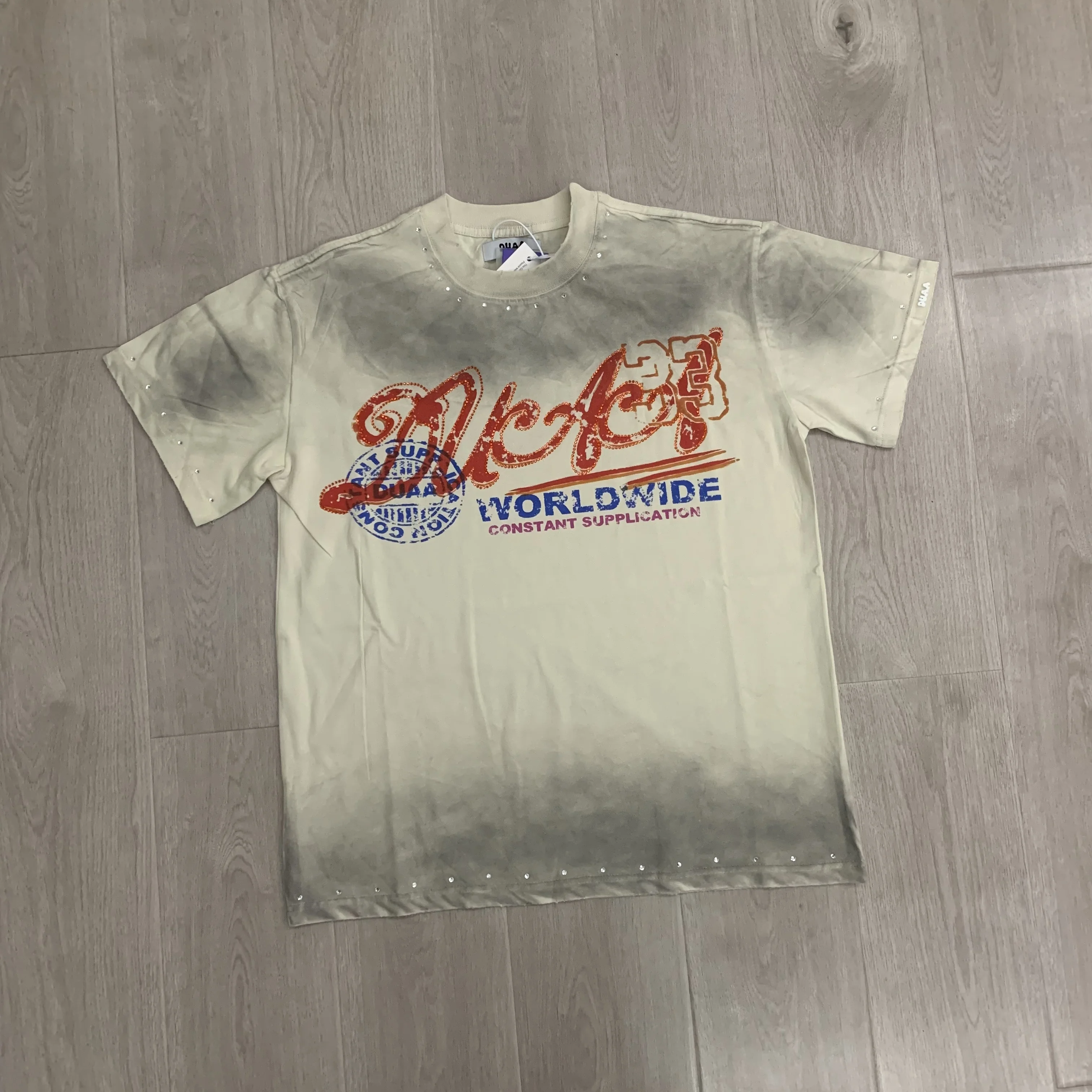 DUAA Upper Hand SS Tee Hot Drilled Hole Short Sleeve T-shirt T-Shirt Men Women Best Quality T Shirt Tee Tops