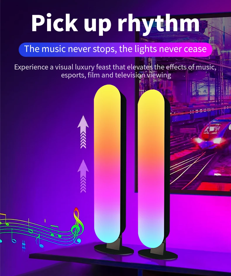 RGB USBLED Light Bar Color Changing TV Backlight Remote Symphony Atmosphere Light Strips Music Rhythm Ambient Pickup Lamp Decor