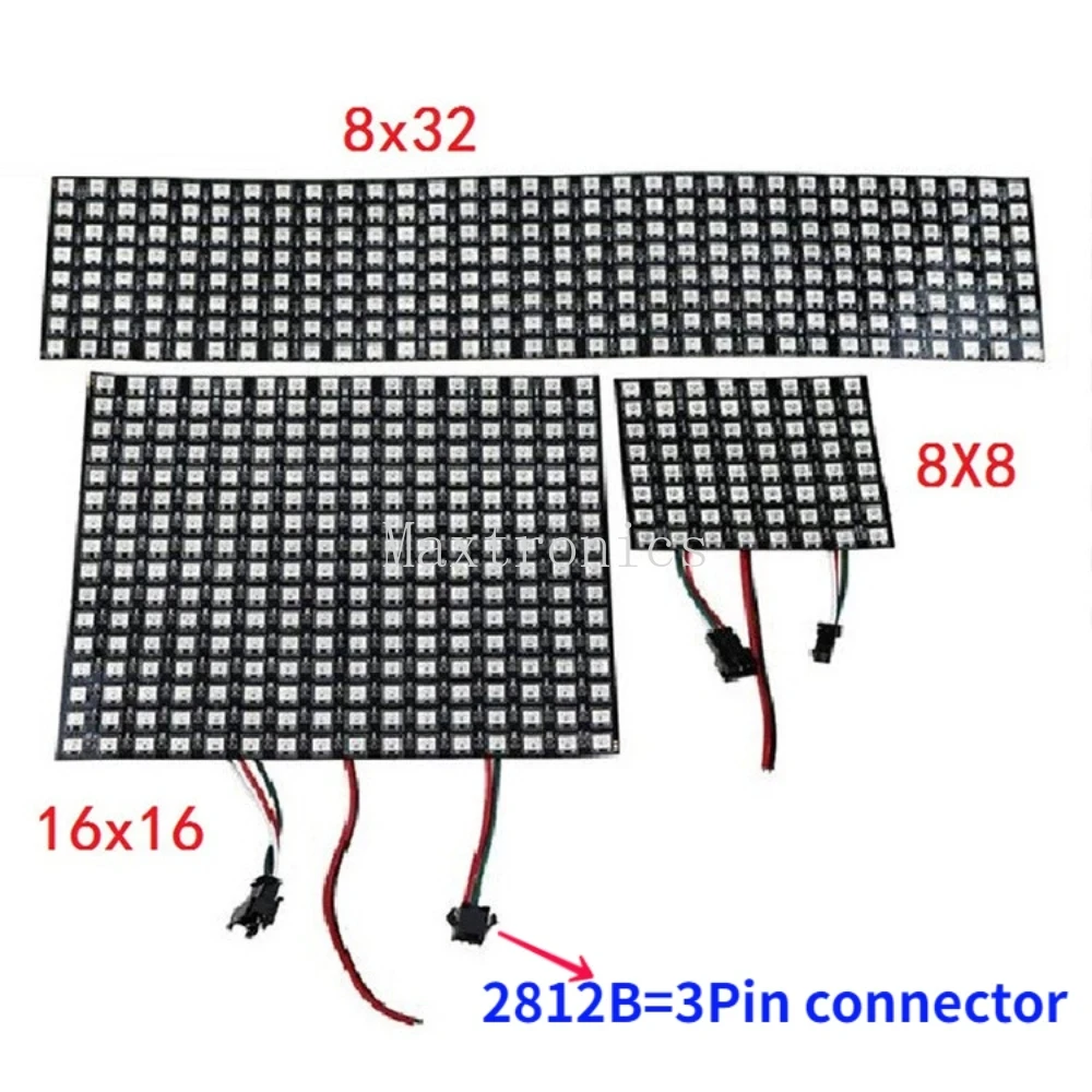 WS2812B Panel ledowy zestawy oświetleniowe indywidualnie adresowalny 8x8x16x16 8x3 2 ekran matrycy modułu LED lub 28 klawiszy USB BT pilot do muzyki