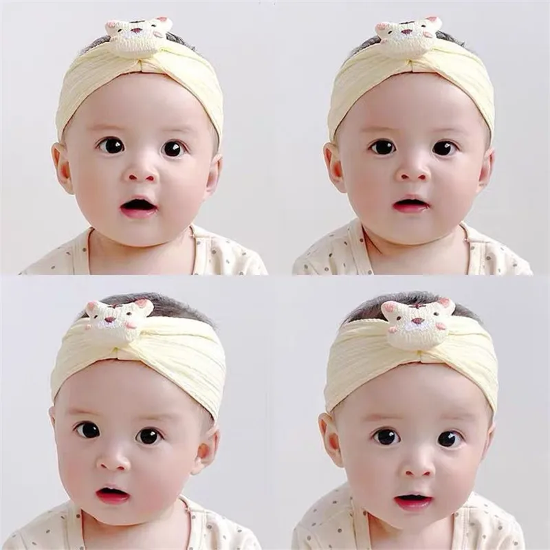 

Широкий нейлоновый тюрбан для маленьких девочек, повязка на голову с бантом для новорожденных, подарок, супер мягкие аксессуары для волос