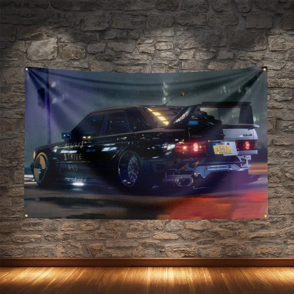 JDM Super Racing Flag Polyester Digital Printing Modified Cars Culture Banner For Decoration