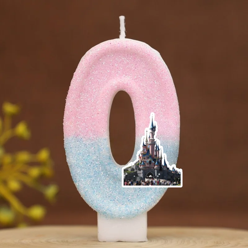 Cartoon Princess Castle Digital Candle Number 0-9 Kids Birthday Cake Decoration Supplies Anime Party Accessories Supplies