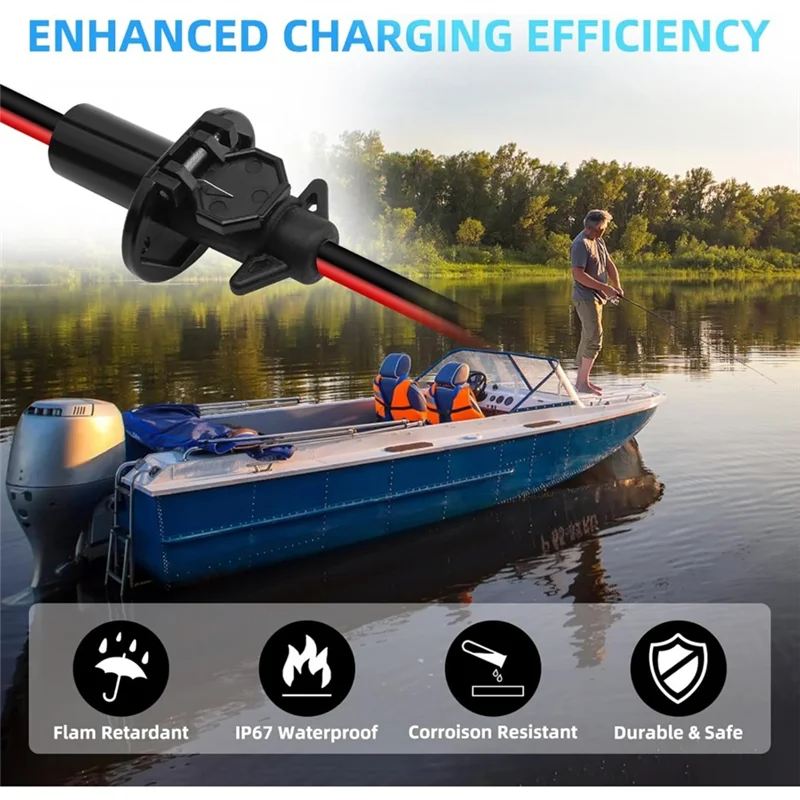 ABJN-Trolling Motor Socket For Electric Boat Motor 12V/8 Gauge/2 Wire Trolling Quick Connector For Electrical Plug