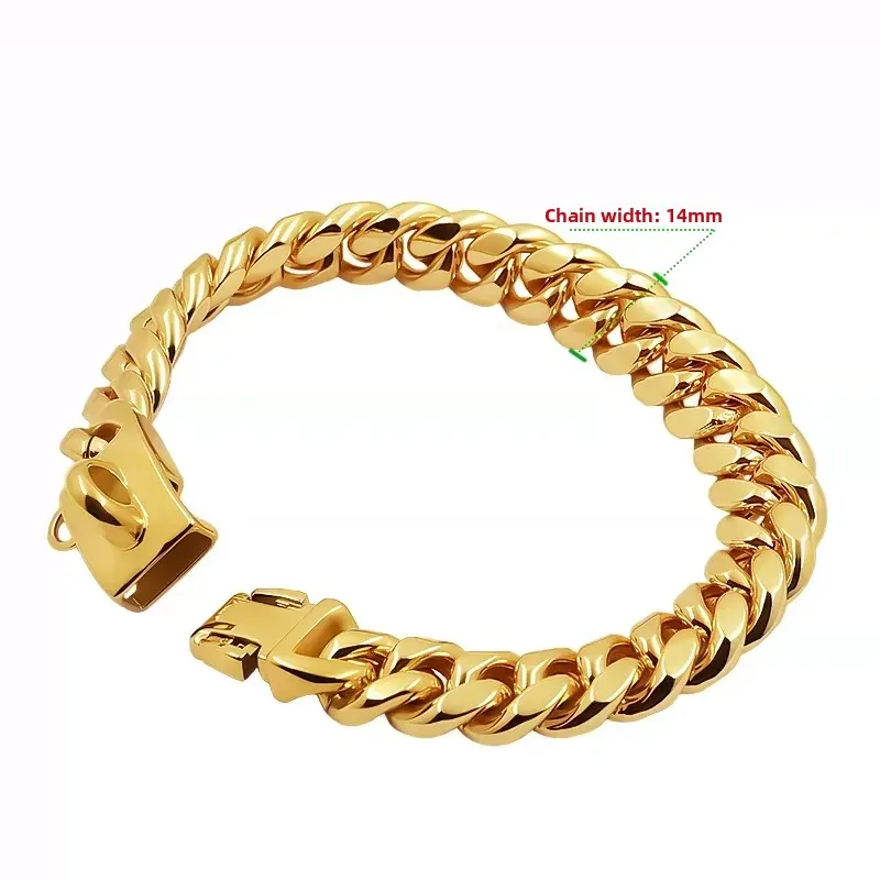 ZHAYA Stainless Steel Dog Collar Gold Chain Pet Necklace Anti Bite Neck Ring for French Bulldog Labrador Corgi Small Medium